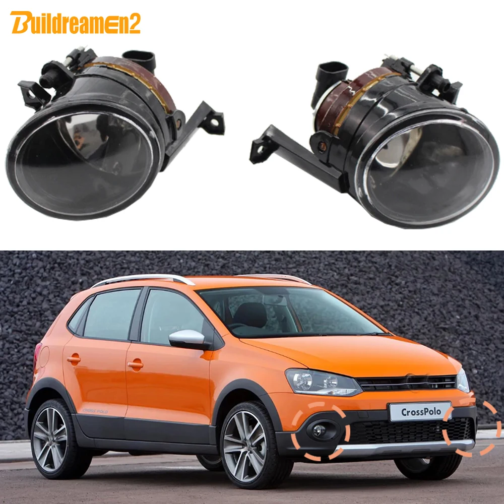 

1 Pair 55W 100W Car Front Bumper Fog Light Assembly with 9006 HB4 Halogen Bulb For VW Volkswagen Polo Cross 2011-2017