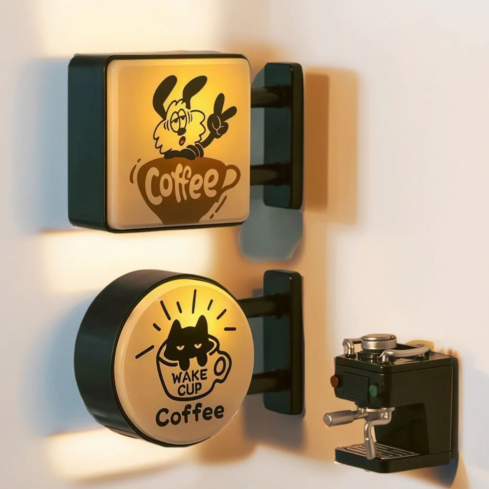 Coffee Corner Light Sign Magnet Warm Light Side Magnetic Suction Lamp Sign Multi-Purpose for Entryway/Bedroom/Bedside