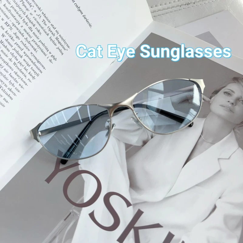 

Retro Future Technology Metallic Cat Eye Sunglasses Fashion Dressing Concave Design Outdoor Travel Party UV400 Shades Eyewear