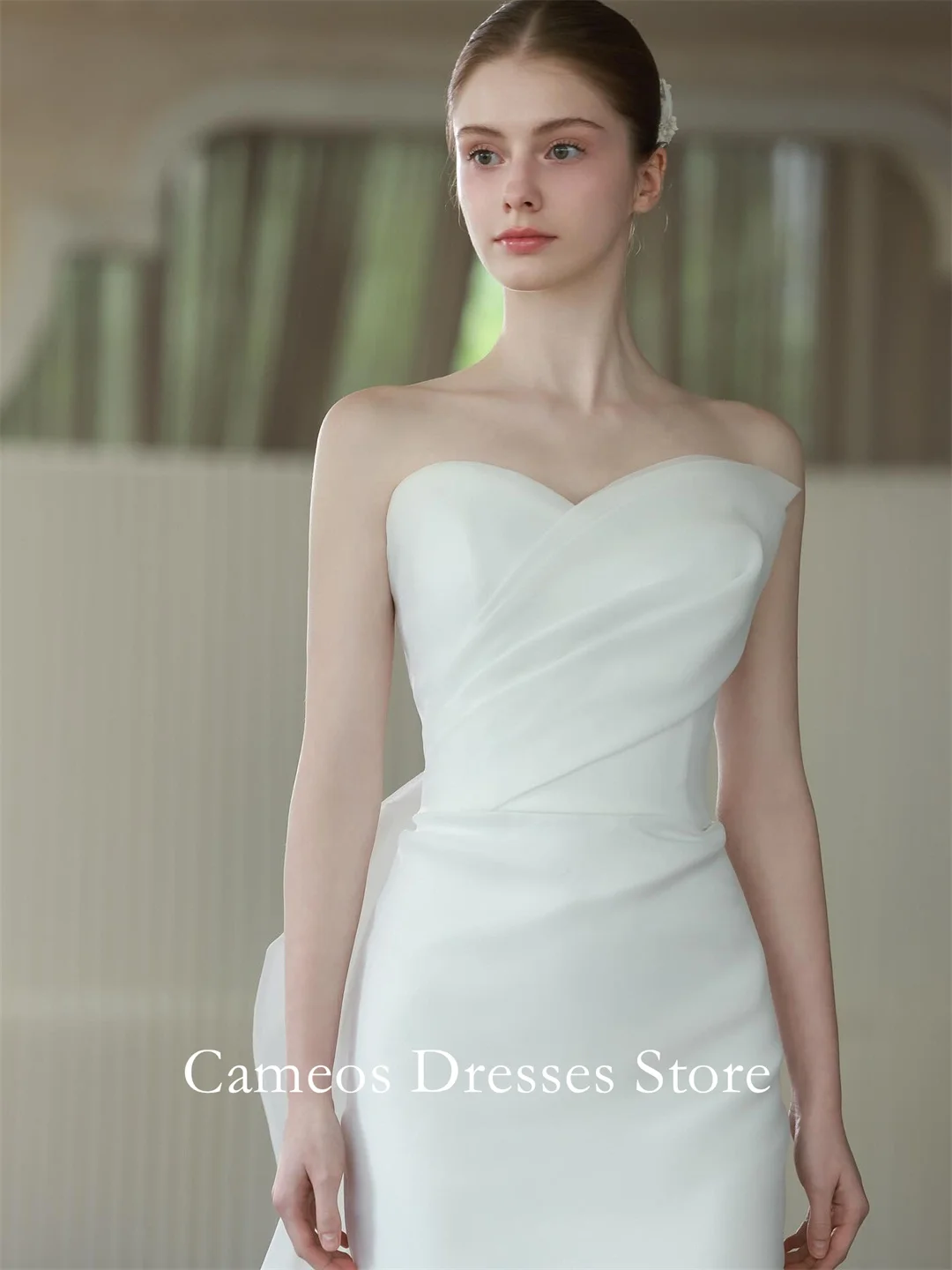 SONDR فساتين زفاف مخصصة على شكل قلب عاجي حورية البحر الأورجانزا كوريا بدون أكمام من الساتان للعرائس فساتين زفاف نسائية