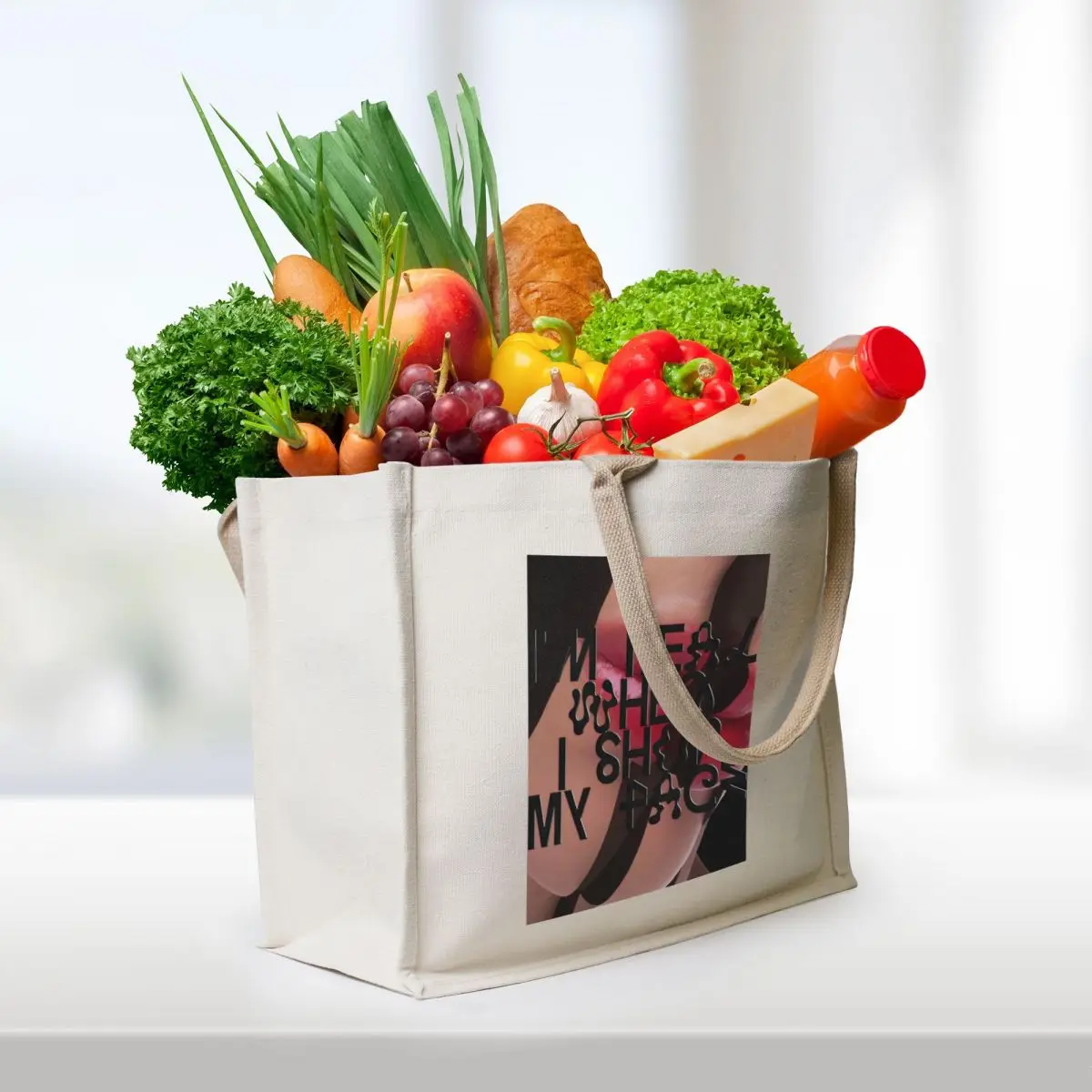 FACESHOPPING BLACK Tote Bag Big bag women reusable grocery bags shopper bag women canvas