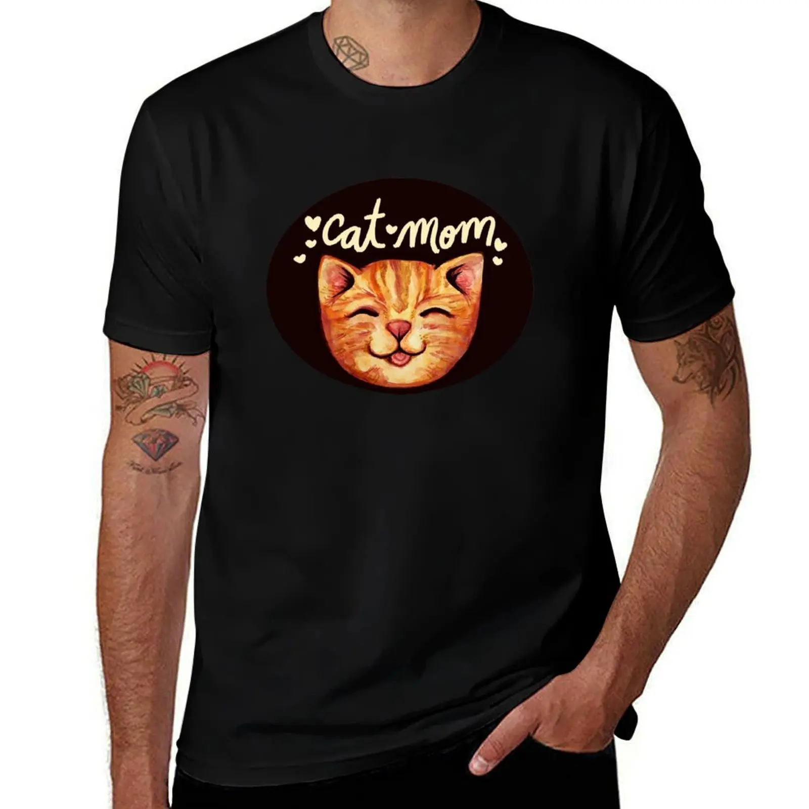 

Cat Mom T-Shirt cotton t shirts high quality black cotton t-shirt plain for man package funny t shirts man T-shirt