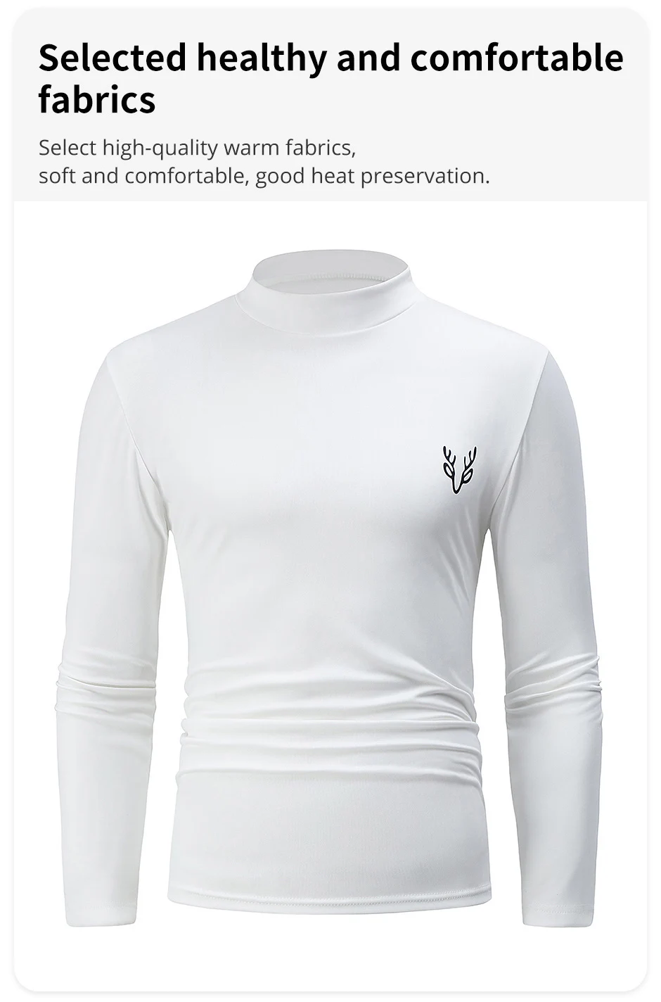1/3 Stück Herren weißes BottoMing kleines Rollkragenshirt im Herbst und Winter lässig Joker Mode Langarm T-Shirt Teenager Krieg – Detail 4