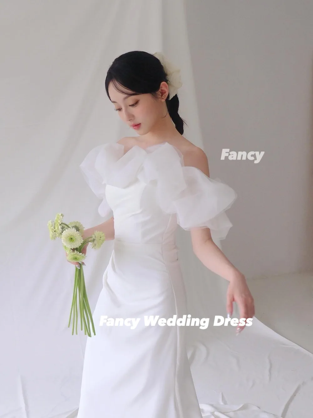 يتوهم الأميرة قبالة الكتف فستان الزفاف حورية البحر مطاطا الساتان مساء اللباس الكرة ثوب الزفاف الجلباب حسب الطلب