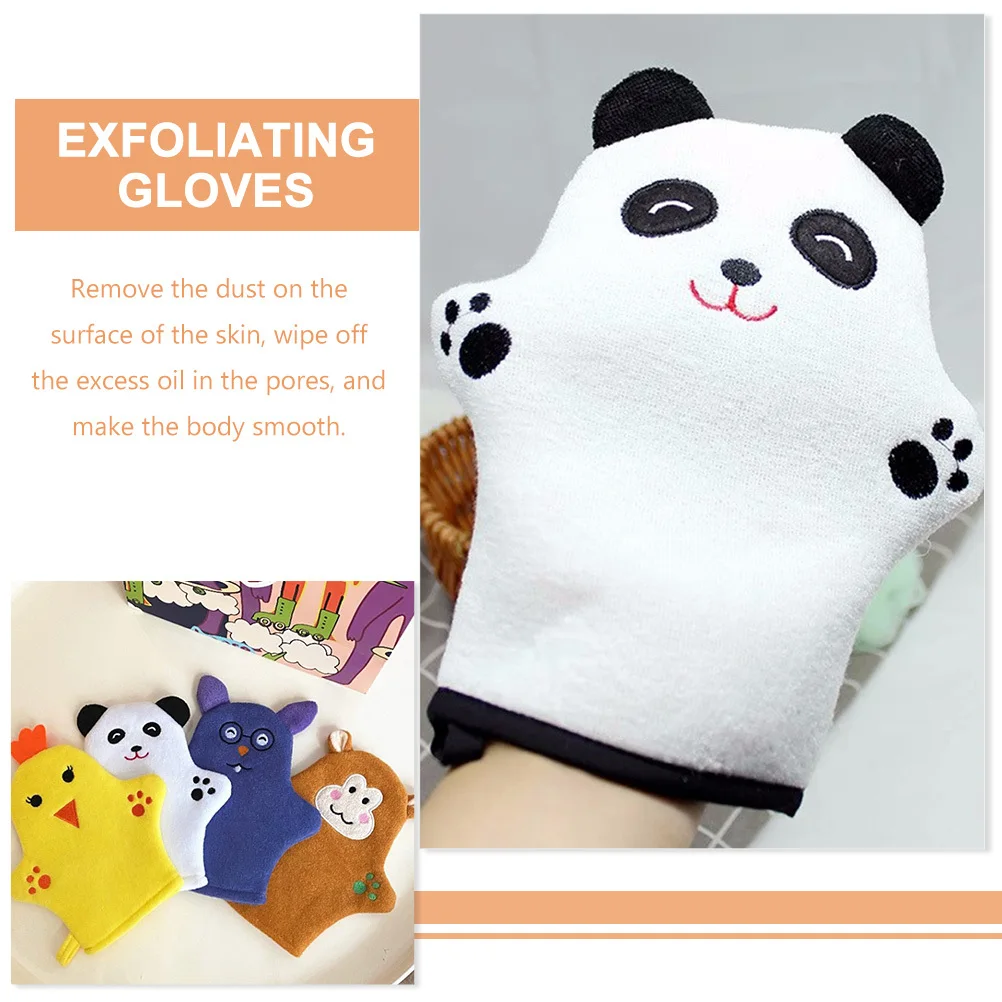 

4pcs Bath Gloves Cartoon Washcloths For Kids Exfoliating Body Scrubber Shower Mitts Baby Bath Supplies Portable Cleansing Tool