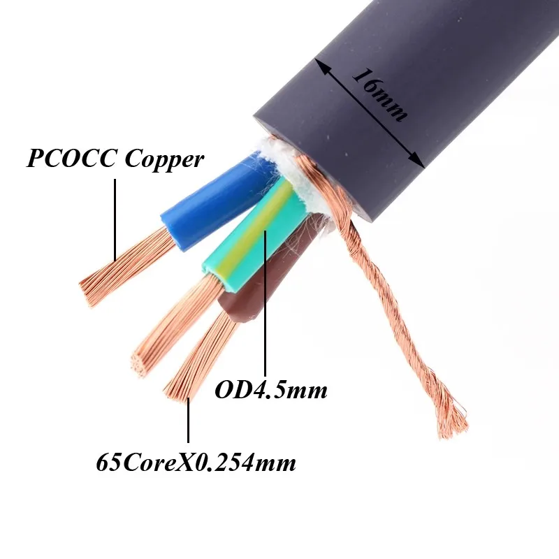 Preffair D503 Power Cable OFC Copper Power Wire Cable For DIY Audiophile Amplifier CD Player Power Cable Per Meter Bulk Wire