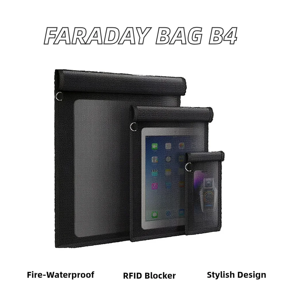 Faraday RFID Shielded Waterproof Fireproof Polyester Fiber Lightweight 0.5 kg Safe Reusable Handbag