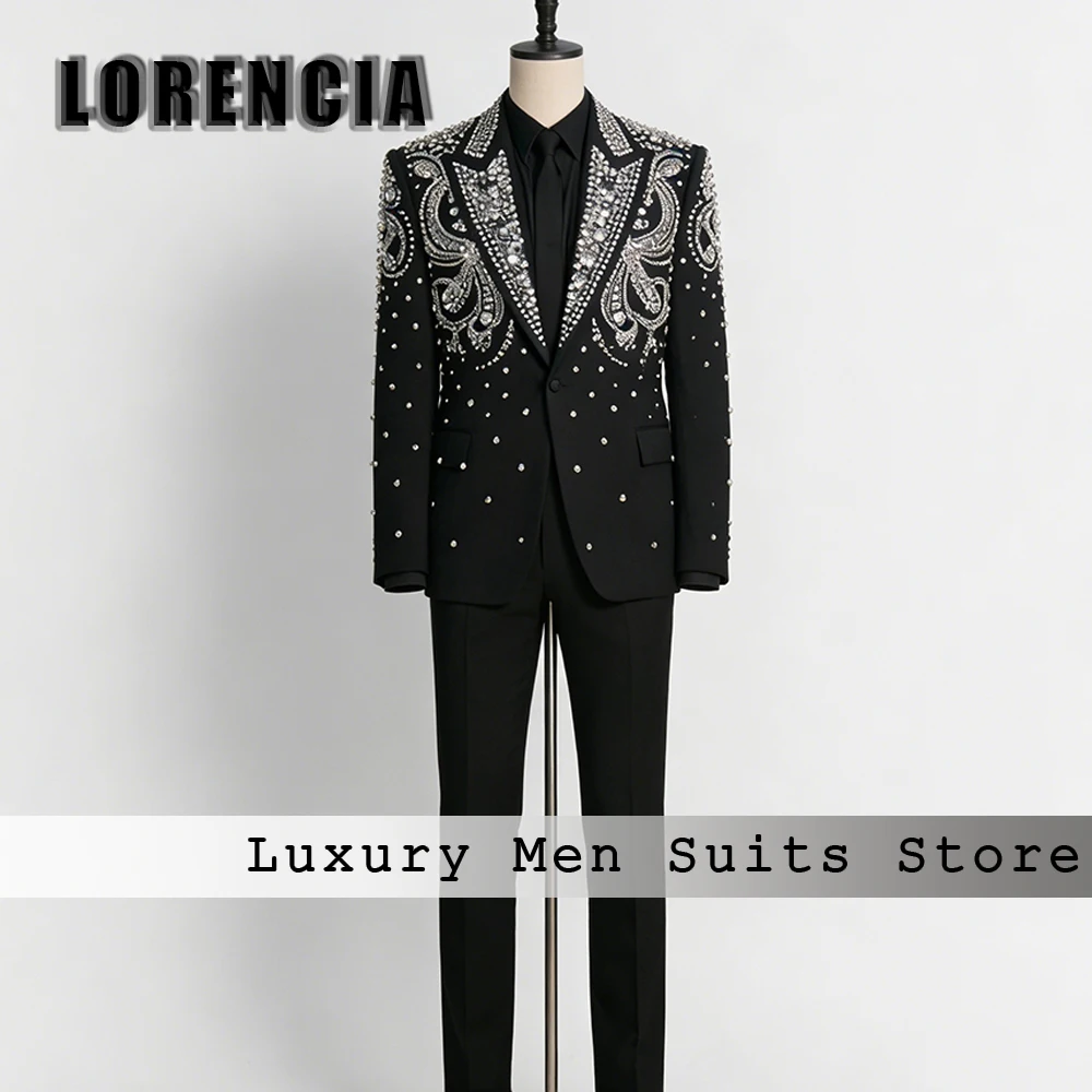 بدلات ماسية رائعة للذكور 2 قطعة مجموعة البدلات الرسمية اللامعة ملابس حفلات الزفاف للرجال حفلة موسيقية مخصصة السترة السراويل Somerset heren