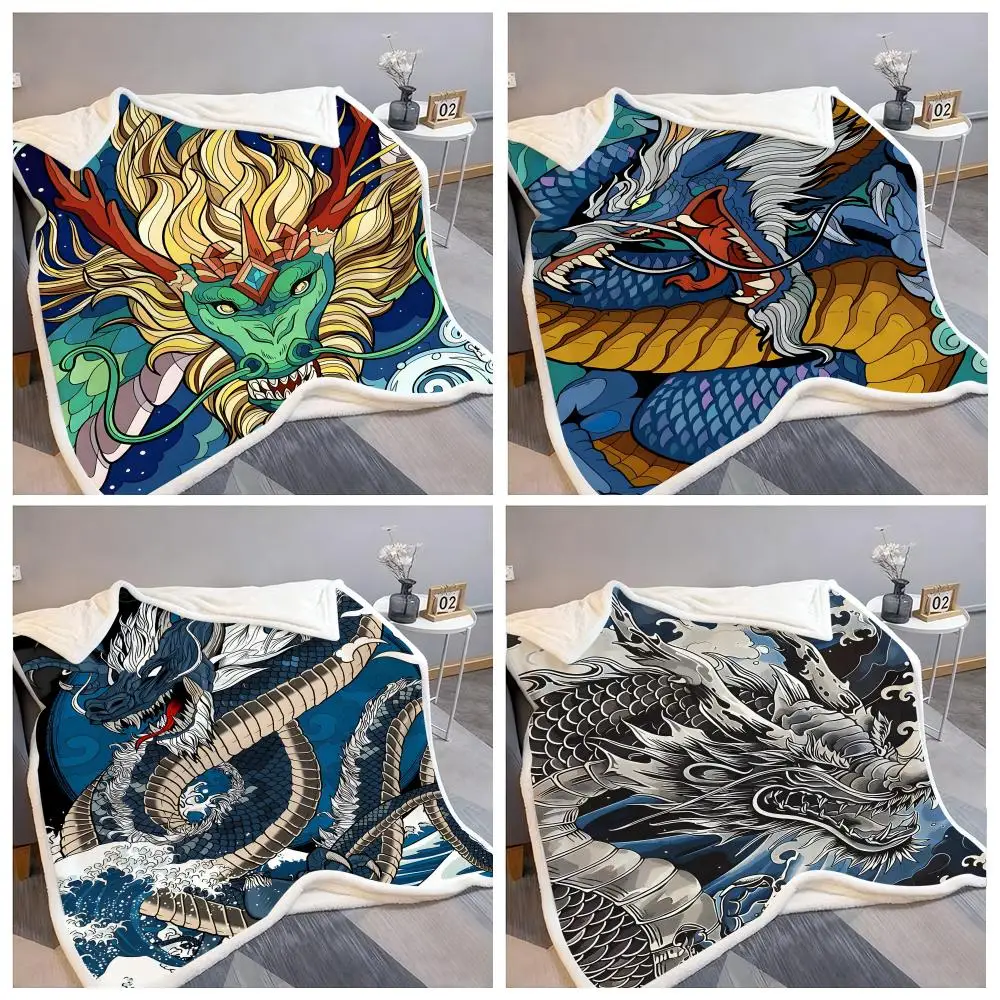 Dragon Throw Lightweight Soft Flannel Throw Blanket Summer Cooling AC Nap Blanket for Sofa Couch Bed Travel