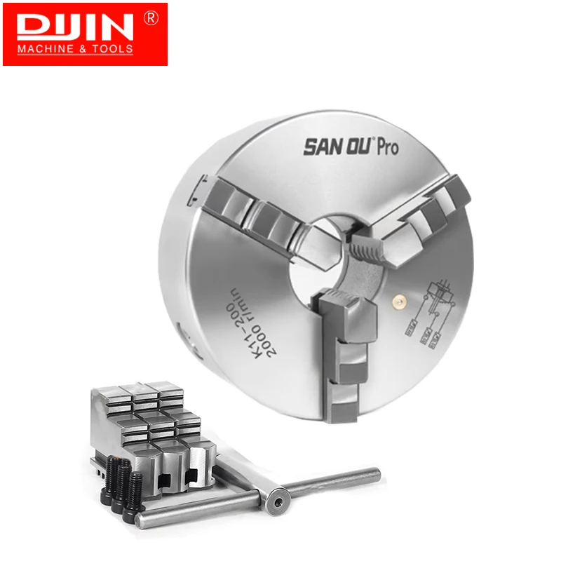 SANOU Pro 3 Jaw Lathe Chuck 200mm High Precision 0.03mm Manual Lathe Chuck Self-Centering Metal Chuck K11-200 Pro