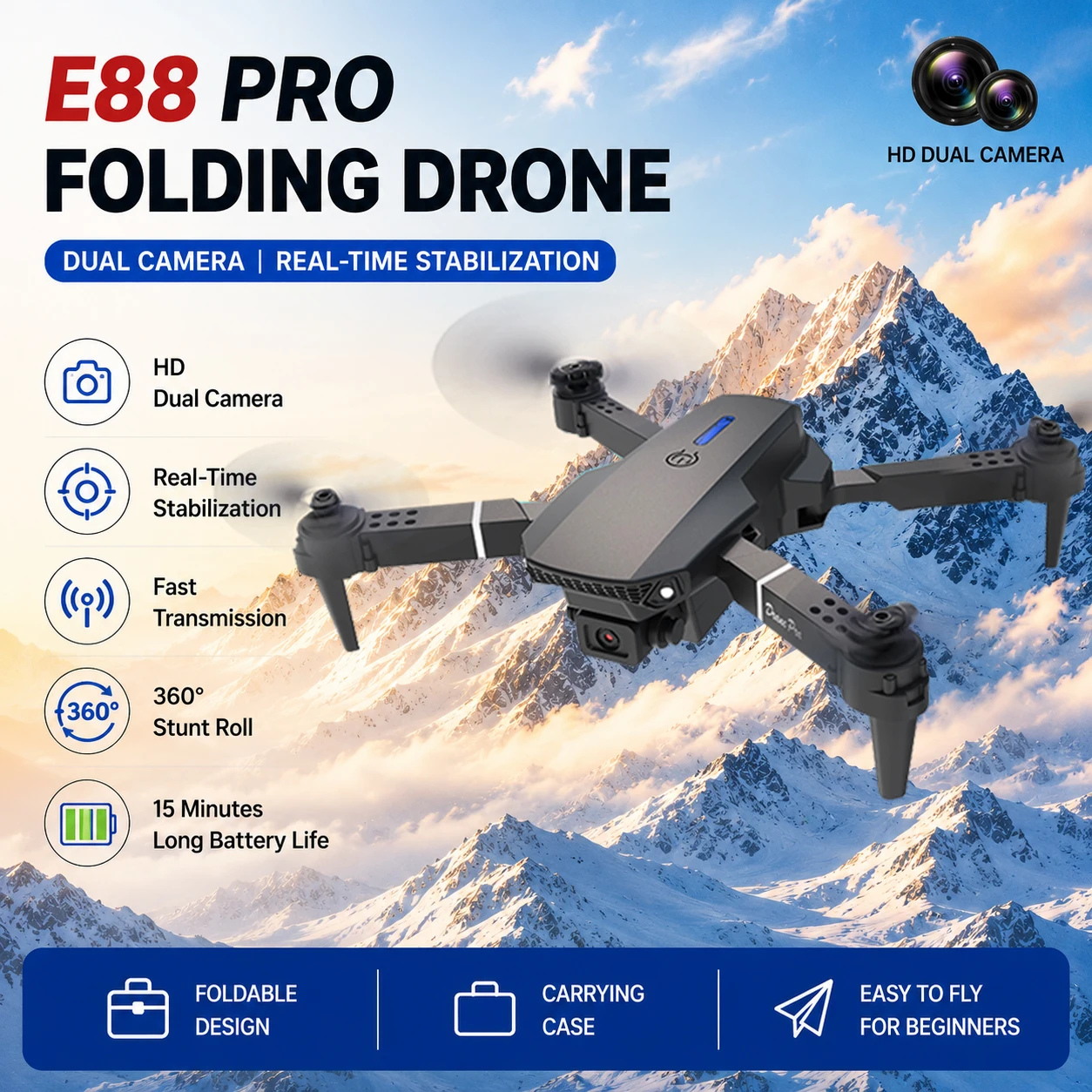 Drone Camera Mount - Dron składany z silnikiem bezszczotkowym, dron