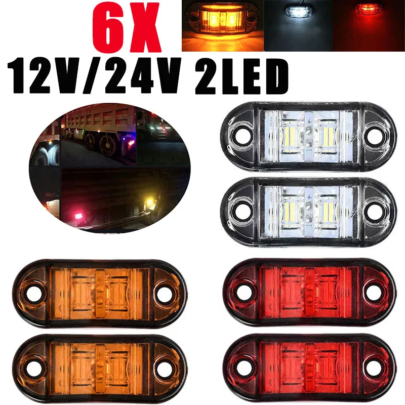 

6X 12V 24V Universal Led Side Marker Lights Front Rear Indicator Signal Lamp Clearance Light Freight Car Van Truck Caravan