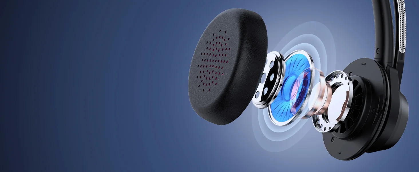 Bluetooth-Headset, kabellose Bluetooth V5.4-Kopfhörer mit Mikrofon, kabelloses Multipoint Connect-Headset mit Geräuschunterdrückung und Mikrofon – Detail 5