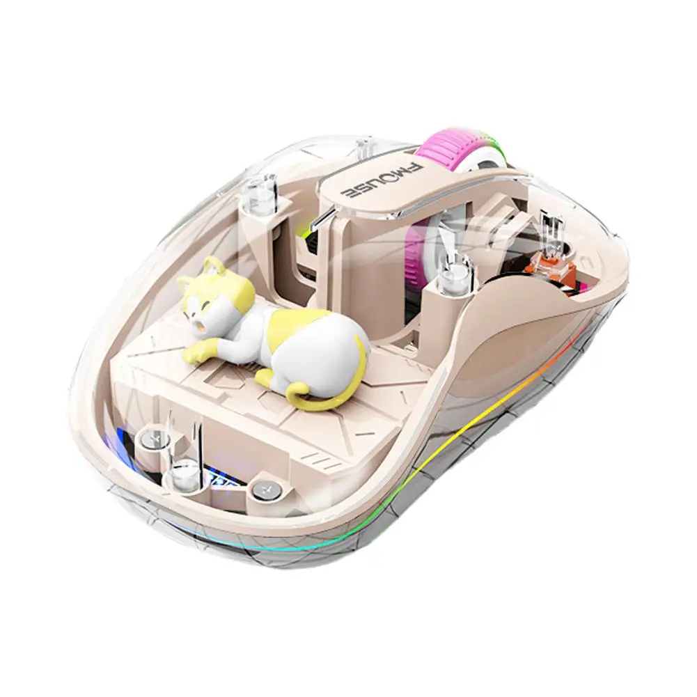 

Светящаяся прозрачная мышь для ноутбука, беспроводная Bluetooth, трехрежимная зарядка, эргономичная магнитная кукольная мышь для планшетов, ноутбуков