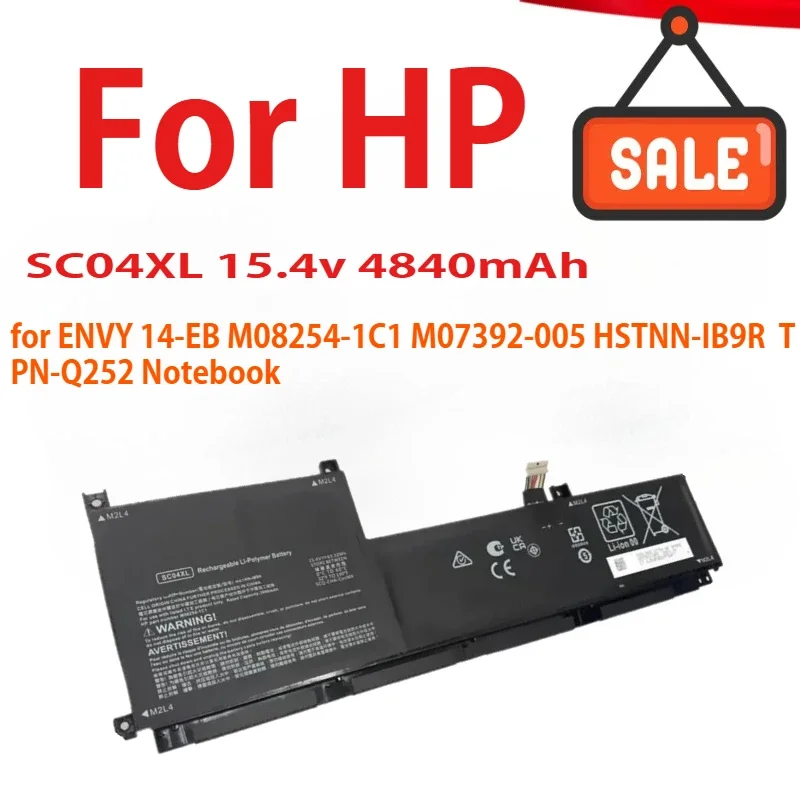 

New Laptop Battery SC04XL for HP ENVY 14-EB M08254-1C1 M07392-005 HSTNN-IB9R 15.4V 63.32Wh TPN-Q252 Notebook