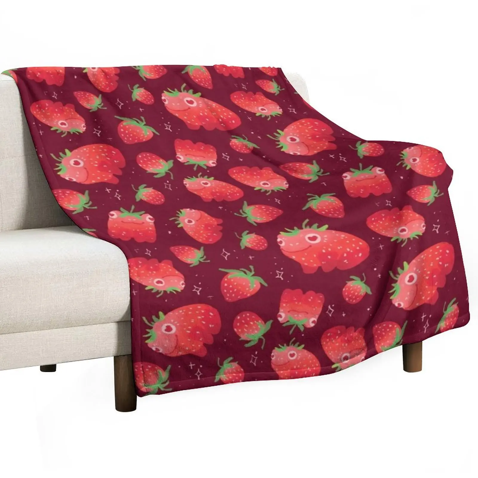 

Strawberry frogs repeating pattern Throw Blanket Decorative Sofa Comforter Thermal Moving Blankets