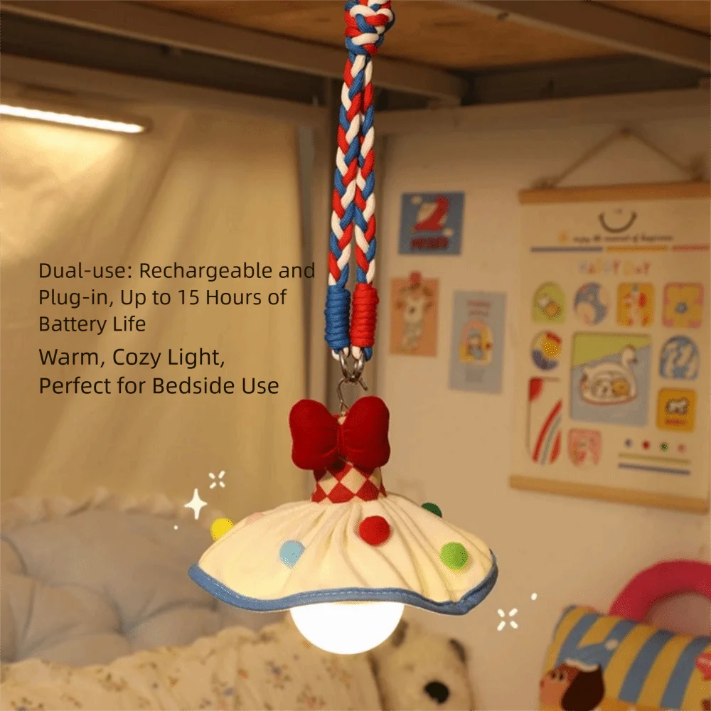 Rechargeable Bulb Hanging Night Light 3 Modes USB Rechargeable/Plug in Bedside Lamp Light Cover Warm Light LED Ambiance Lamp