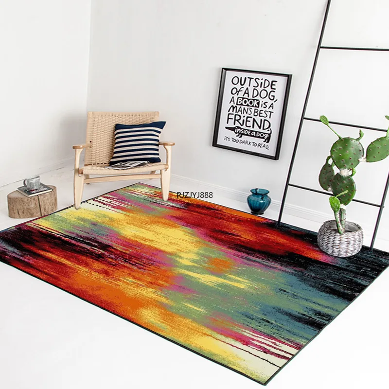 European and American Abstract Yellow Red Black Multicolor Oil Painting Bedroom Door Living Room Kitchen Floor Mat Carpet