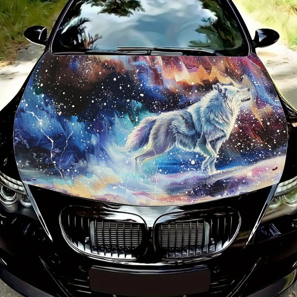 

Wolf, Fierce, Shocking, Starry Sky, Cool, Artistic, Animal, Gift;Car Hood Decal Sticker, Motorcycle and Truck Decal, Self-adhesi