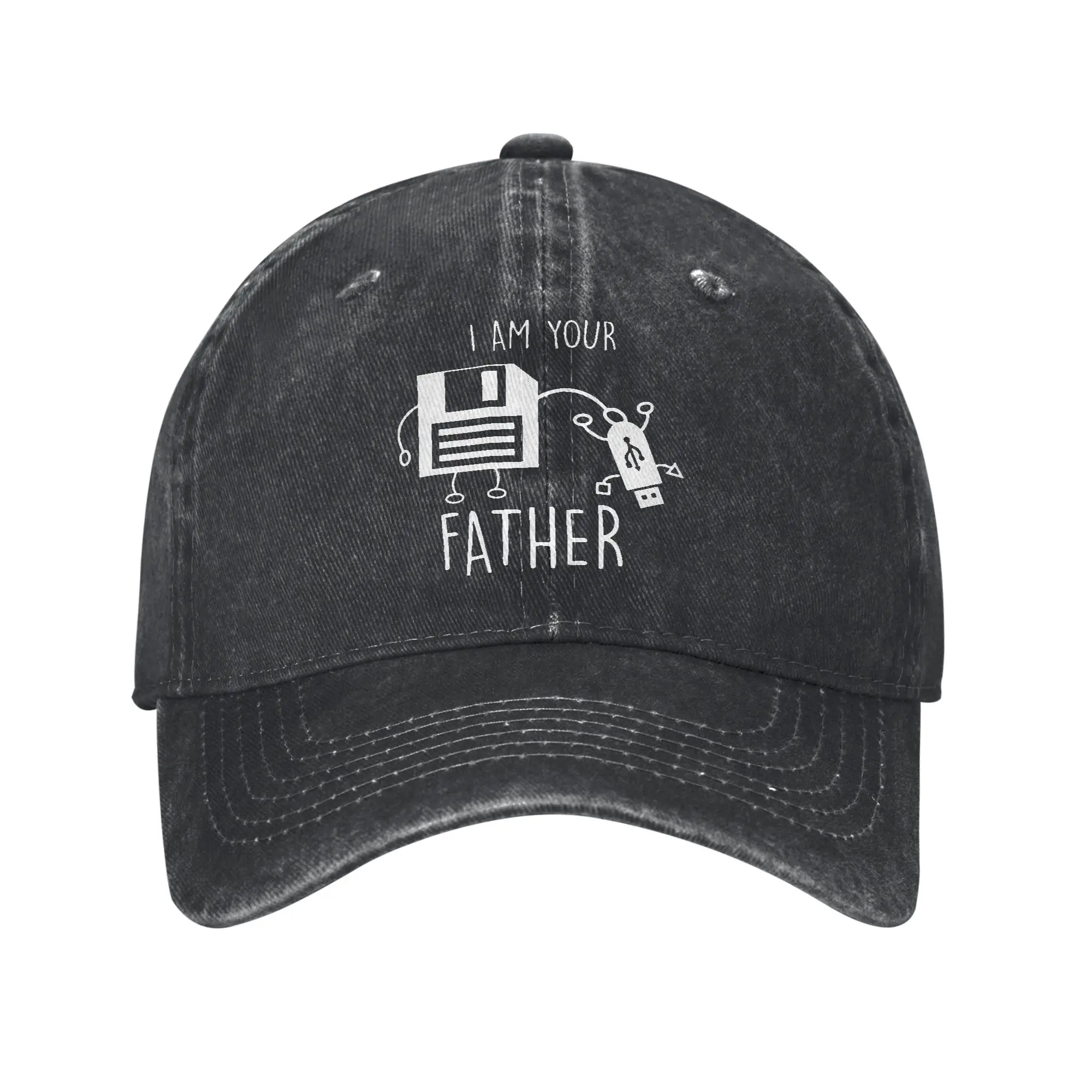 Cute Funny USB Floppy Disk I Am Your Father Unisex Baseball Cap  Distressed Denim Washed Hats Cap Fashion Outdoor  Gift Sun Cap