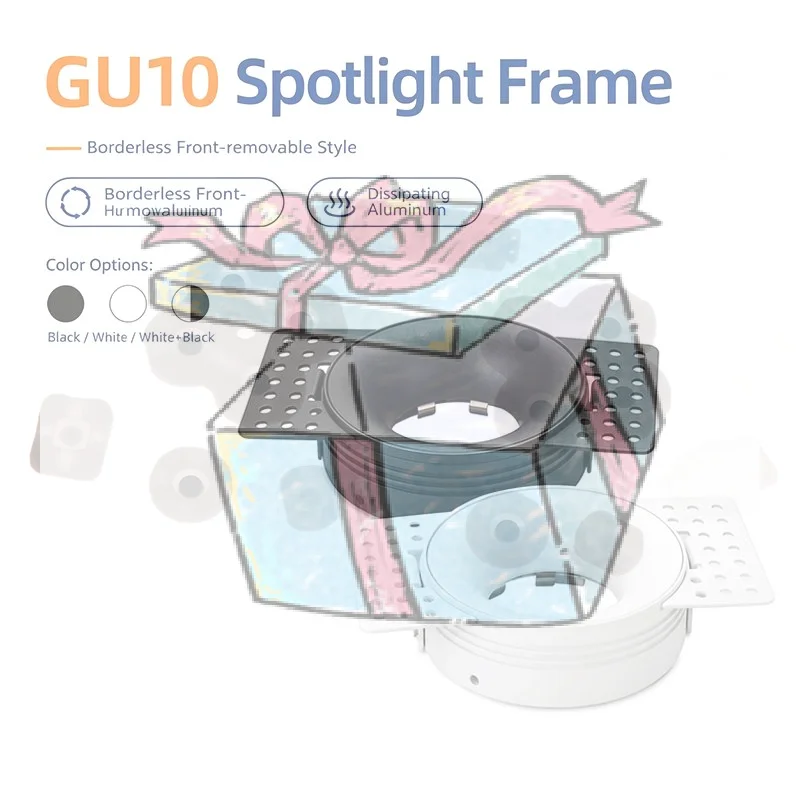 【CCA】Frameless Recessed LED Ceiling Downlight Fitting GU10 MR16 Bulb Holder Round Spot Light Adjustable Frame