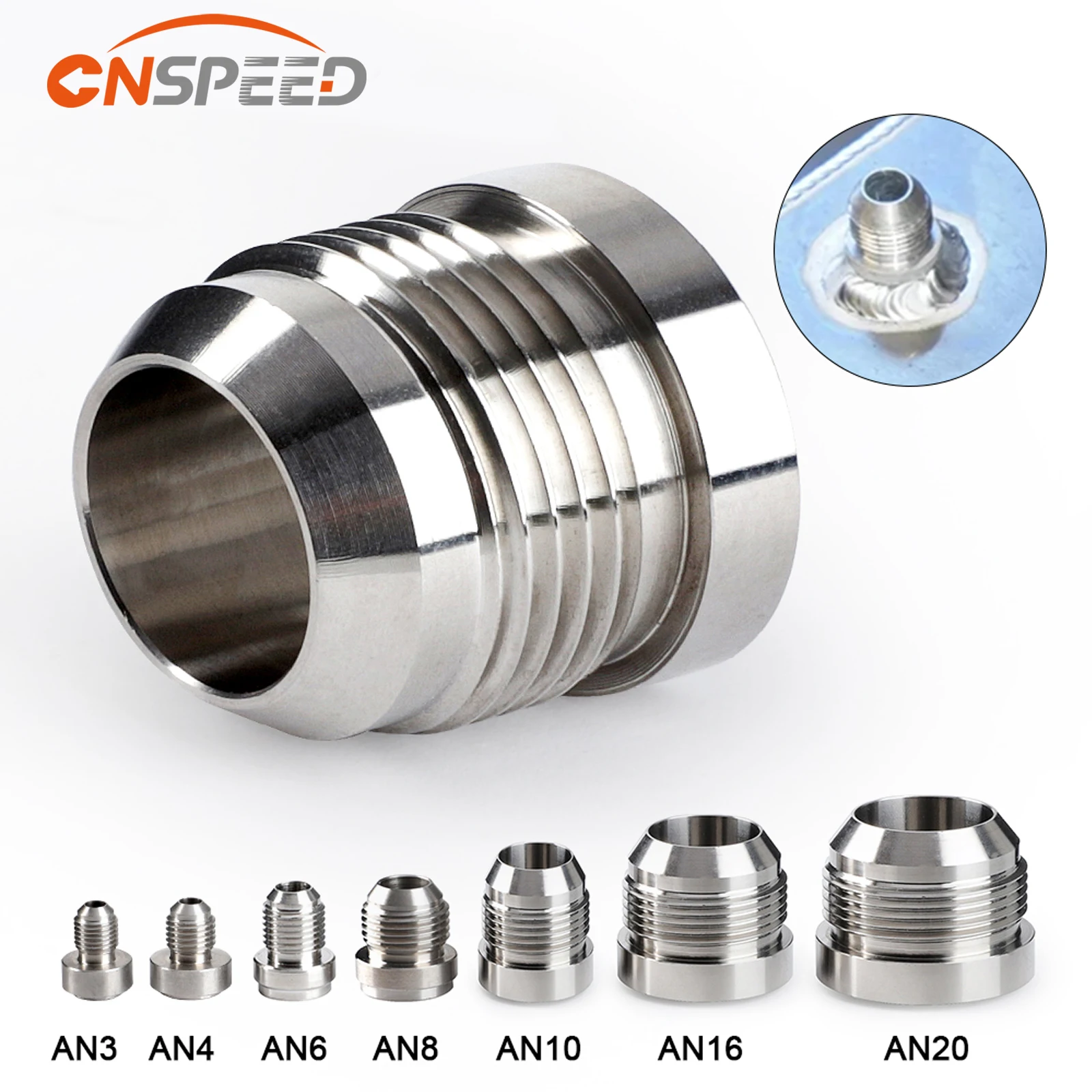 1PCS AN6 AN8 AN10 AN12 AN16 AN20 Weld Bung Nitrous Hose Fitting Male Billet Stainless Steel Straight Male Weld Fitting Adapter