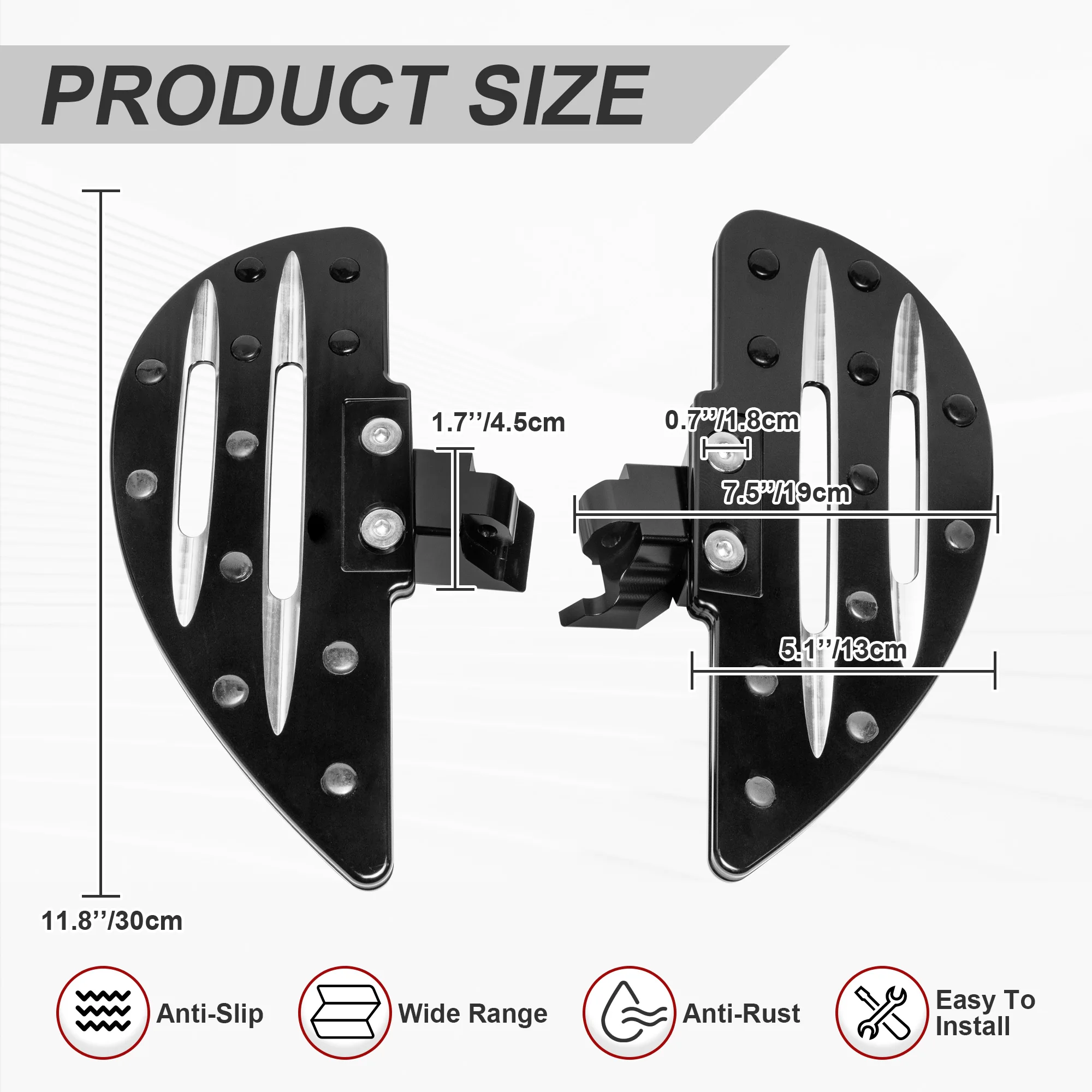 Motorcycle Large Bat Shape Driver Foot Rest Floorboards Front Rider Footboards for Can-Am Ryker 600 900 / Rally Edition