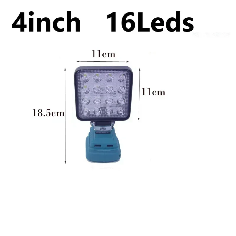 Compact Cordless LED Work Light Compatible with For 18V Li Ion Batteries USB Charging Ports for Mobile Devices