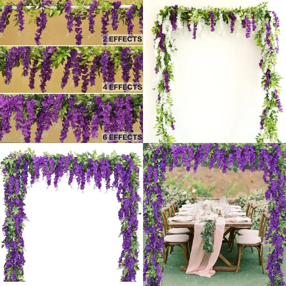 

Набор искусственных гирлянд из глицинии, 17,5 м, шелковая лоза глицинии, 8 элементов, идеально подходит для украшения сада, свадебных арок и уличных мероприятий.