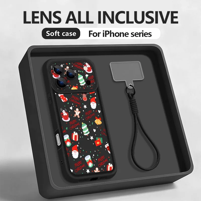 Frohe Weihnachten Design Lanyard Handyhülle für iPhone 17 Pro 16 17 14 15 Pro Max 12 13 Pro Max Air 16e 11 Soft Wrist Strap Cover