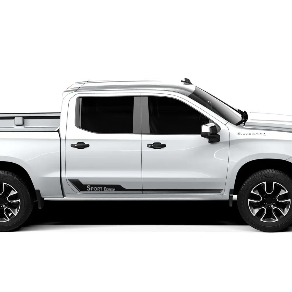 

2pcs Car Decal Sticker Vinyl Offroad Racing Sport Edition Stripes Compatible with Chevrolet Silverado 2014 - Present