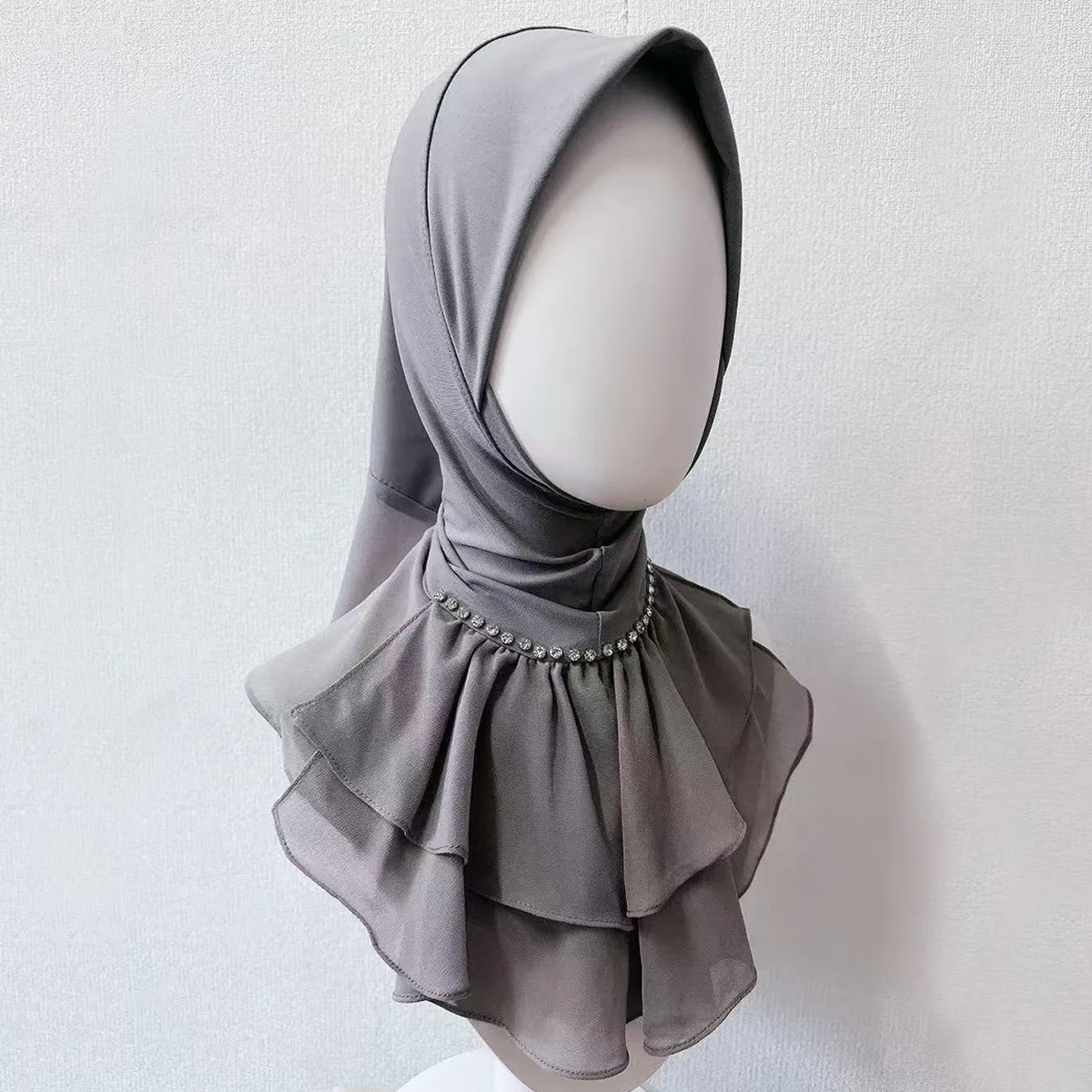 New Fashion Muslim Women Diamonds Amira Hijab Islam Headscarf Turban Arabic Cover Head Wrap Shawl Niqab Pull On Ready Made Scarf