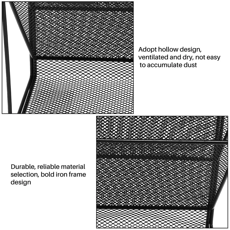 Imagem -04 - Fixado na Parede Metal Mesh File Rack Mesa de Escritório Preta Arquivo Intervalado Armazenamento para Notebook Camadas