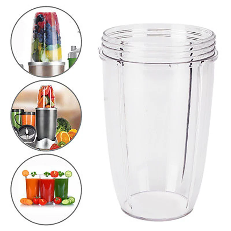 1x Plastic Beker Voor Nutribullet Vervangen Grote Beker Mok 600/900W Reserve Beker 18Oz/24Oz/32Oz Transparante Ergonomische Grip Ontwerp Cup