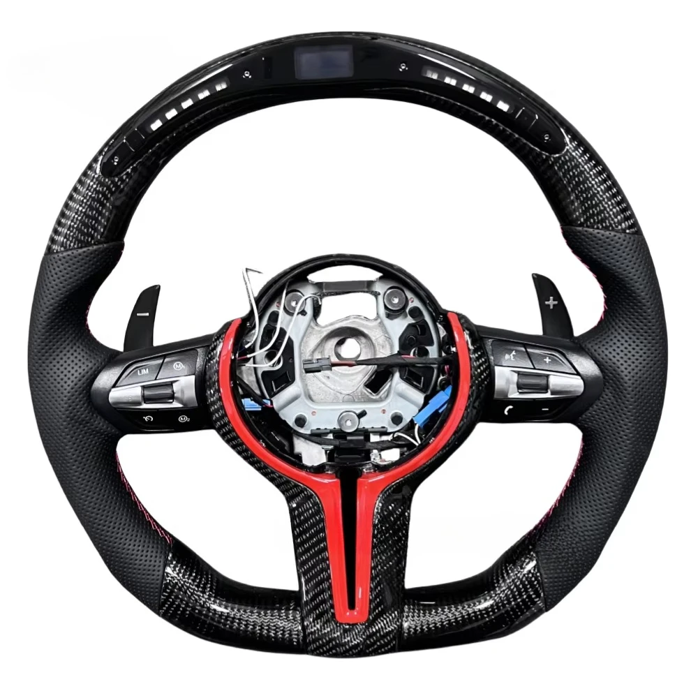 

High Quality For BMW M3 M4 M5 M6 Carbon Fiber Steering Wheel of Paddle Shifters and LED Lights