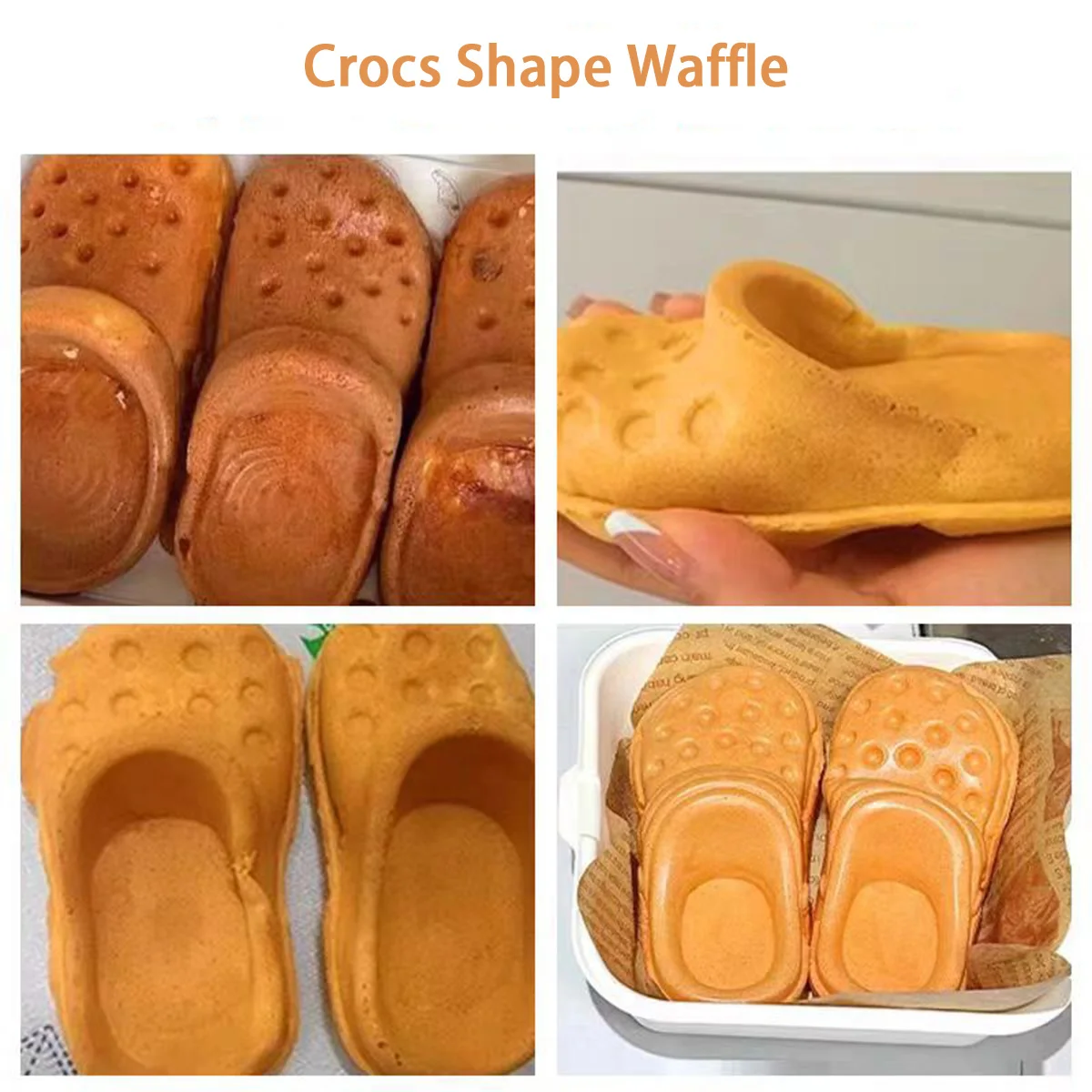 Stainless Steel Crocs Shape Waffle Maker - Non-Stick 3D Hole Design Waffle Iron for Kids DIY Funny Shoe Pattern Pancake Baker