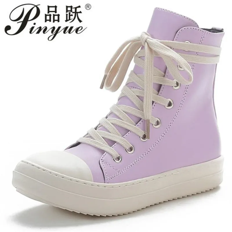 Brand High Quality designer High Top Board Shoes Thick Sole Heightened purple Versatile Canvas Shoes Women's Sneakers Boot 35 44