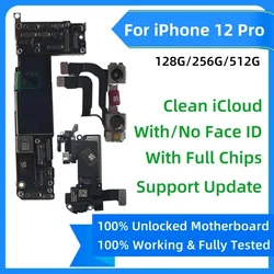 Fully Tested Unlocked For iPhone 12 pro Motherboard With/No Face ID Clean iCloud logic board mainboard Support IOS update
