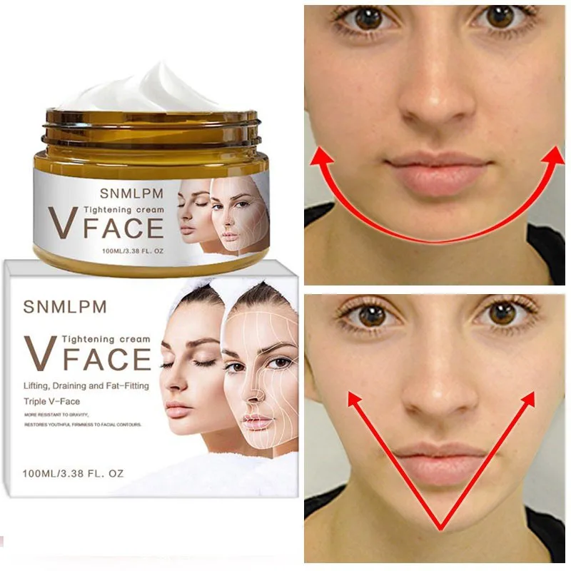 3 Stuks V-Vorm Gezicht Afslankende Crème Face Line Lift Stevig Verwijderen Dubbele Kin Anti Veroudering Hydrateren Schoonheid Massage Crème Voor Vrouwen Man