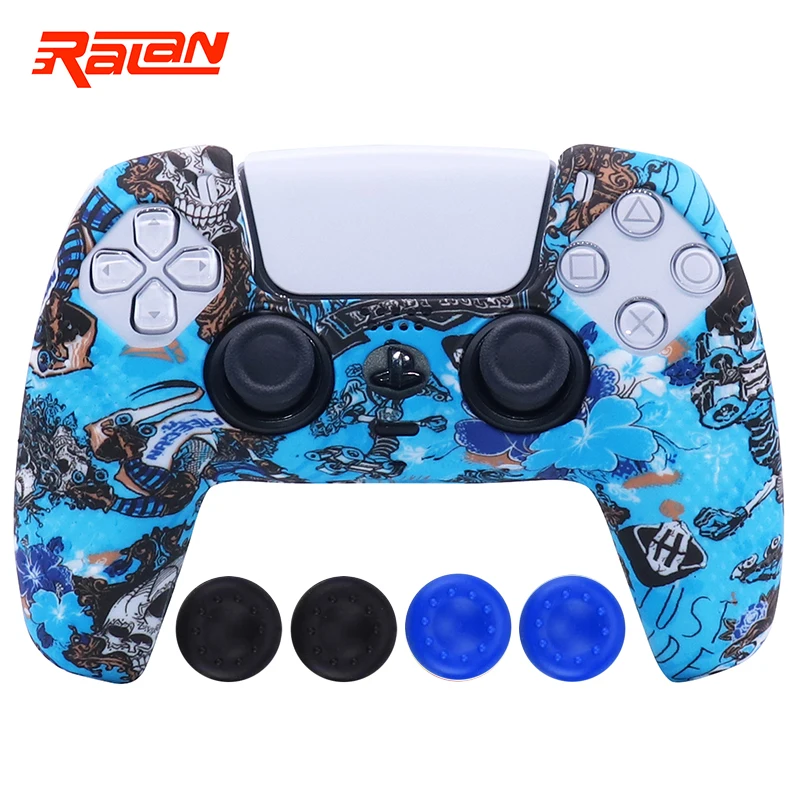 Soft Silicone Protective Case For PS5 Controller Gamepad Skin Cases Cover Shell For Playstation 5 Joystick with Stick Grip Caps