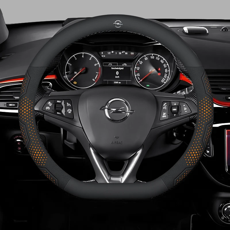 For Opel OPCline ASTRA CORSA INSIGNIA MOKKA VECTRA GTC Tigra Carbon fiber Suede Leather Car Steering Wheel Cover Accessories - view 6