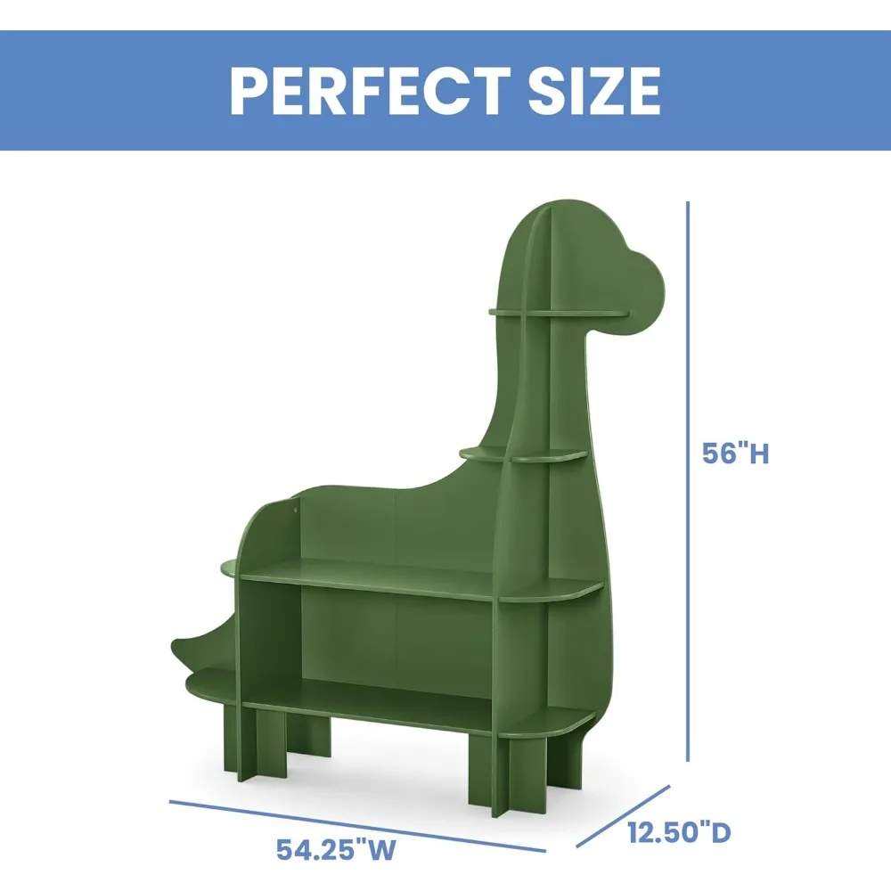 Delta dinosaurus anak-anak Bookcase - Greenguard emas bersertifikat, pakis hijau