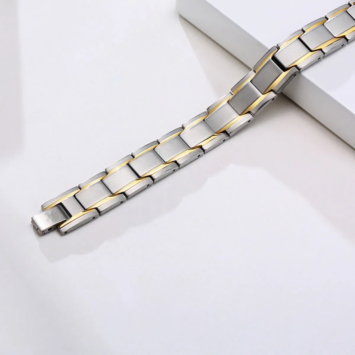 ARADOO Magnetic Stainless Steel Men\'s Power Wristband Bracelet Titanium Steel Adjustable Link Bracelets Jewelry Gifts