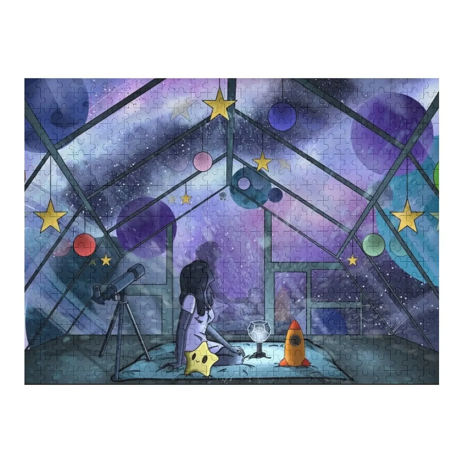 Stargazing the Night Light Cosmos بازل قطع الحيوانات الخشبية اسم خشبي مخصص شخصية خشبية بانوراما للكبار لغز