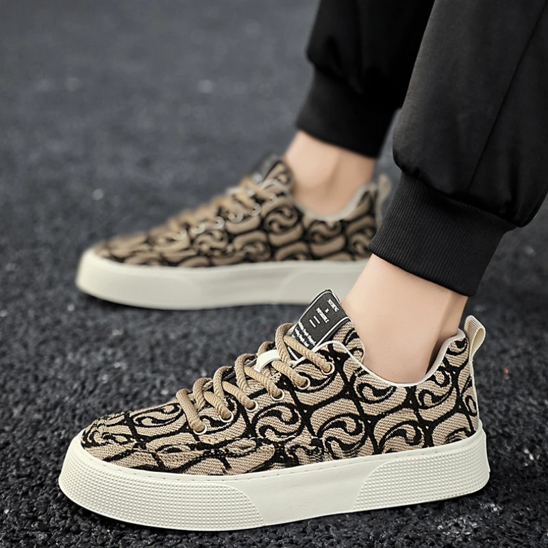 

Повседневная мужская парусиновая обувь, новинка 2025 года, дизайнерская мужская обувь для скейтборда, уличная дышащая прогулочная обувь на плоской подошве со шнуровкой, Zapatillas Hombre
