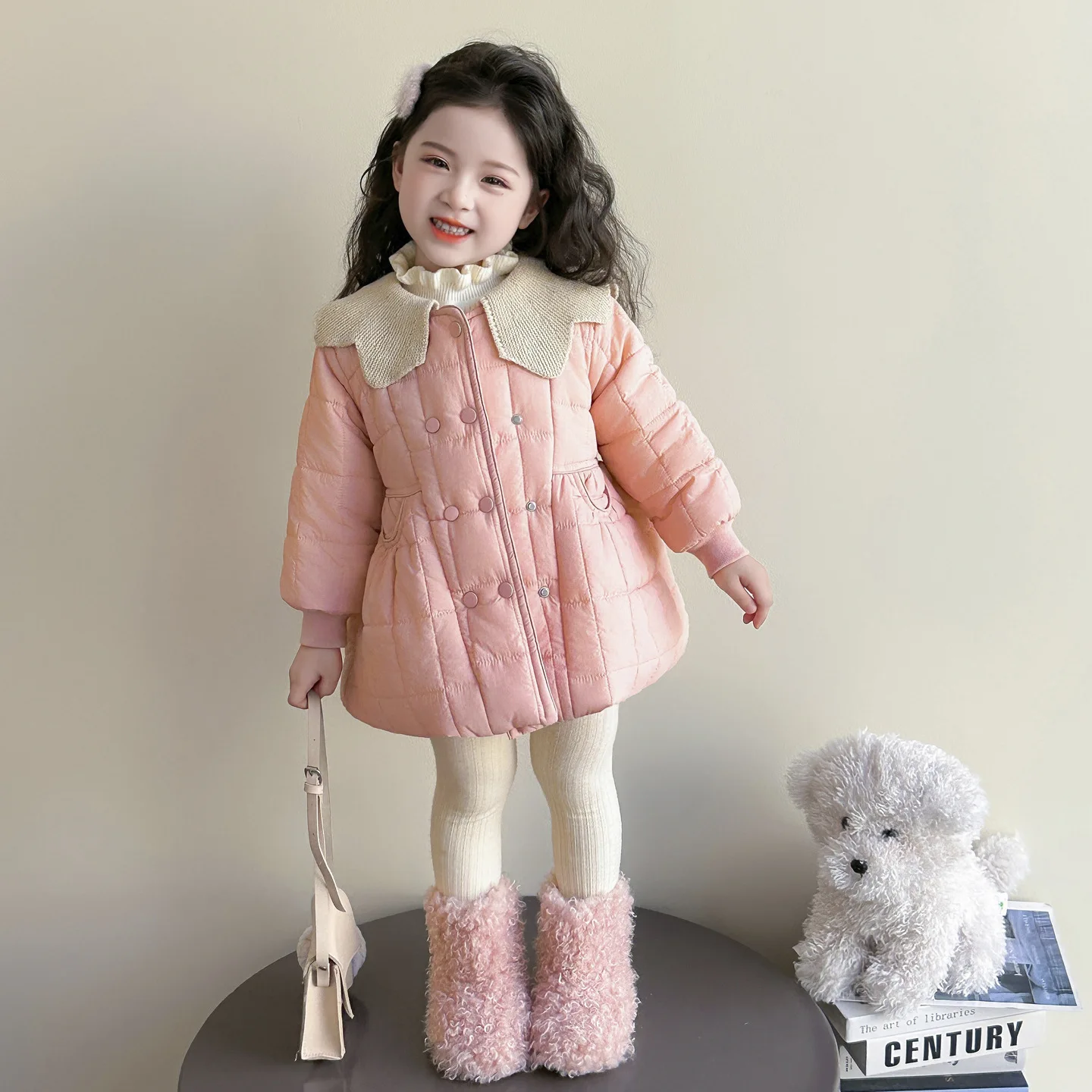 

Хлопковая одежда для девочек, зима 2025 г., новая зимняя детская куртка, детская одежда с флисом и хлопковым утепленным верхом