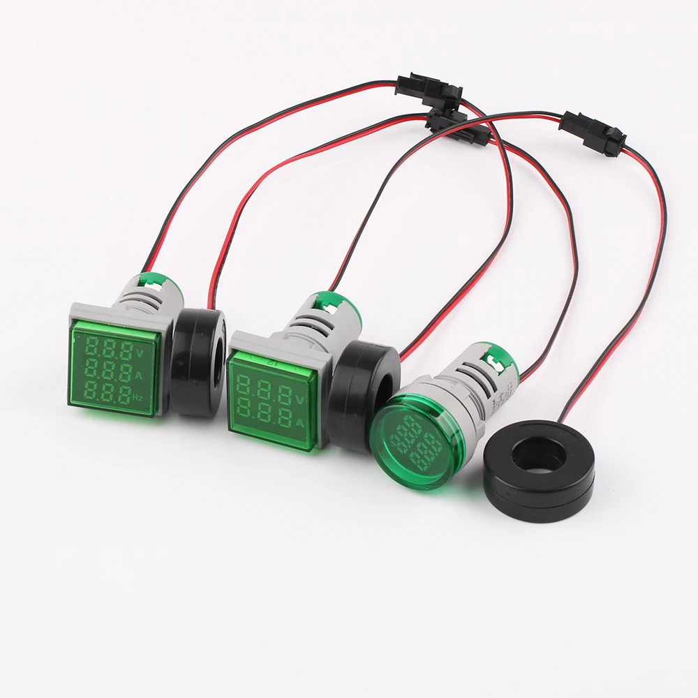 22 millimetri Digital 3in1 Indicatore di Tensione AC Amperometro Voltmetro Hz Corrente LED del Tester del Tester Luci di Segnalazione AC 60-500V colorato frequenza