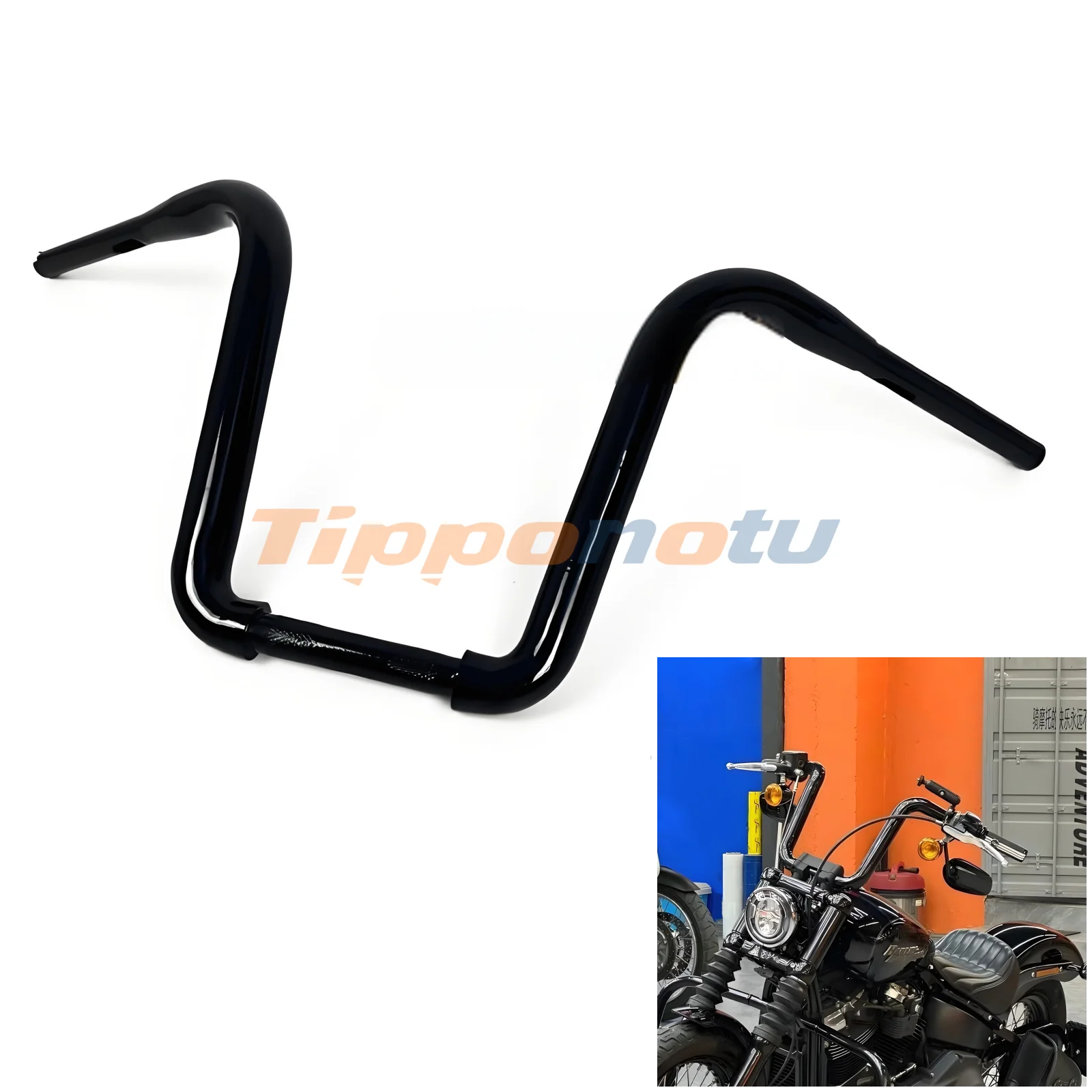 

Motorcycle Ape Handlebar 1.5" Fat Gloss Black for Harley Sportster 883 1200 Softail Models Road King