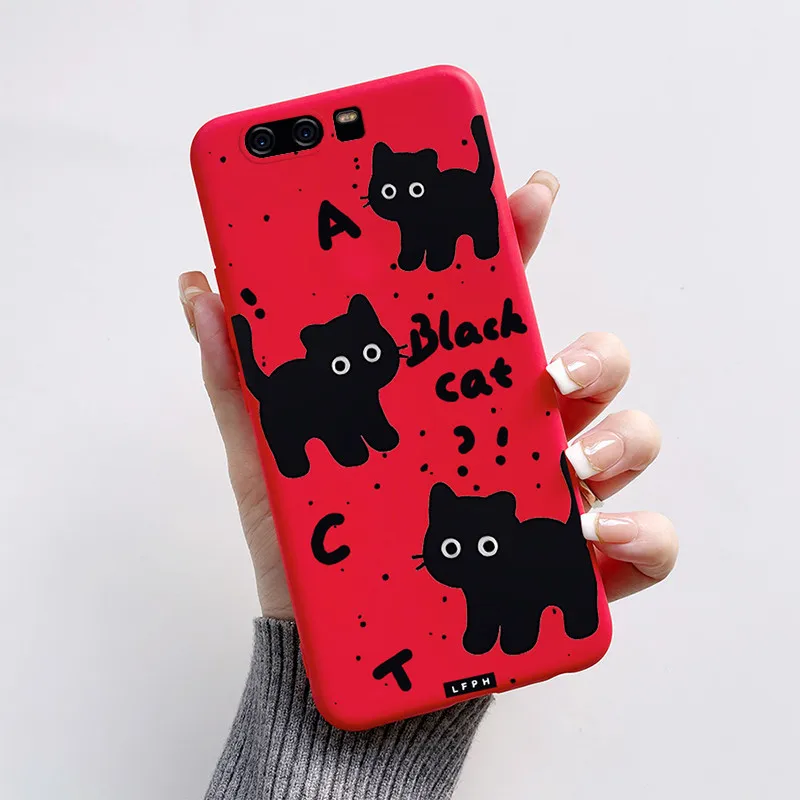 Huawei P10,P10,P10 Lite,P10 Plus,かわいい,猫,漫画,子犬,犬用のソフトTPUケース