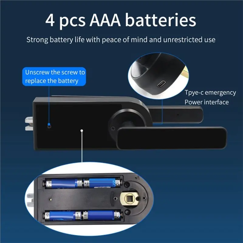 ABMS-TTLOCK Smart Door Lock With Handle Push Inside Partition Home Security APP Fingerprint, Password, Card And Key To Unlock
